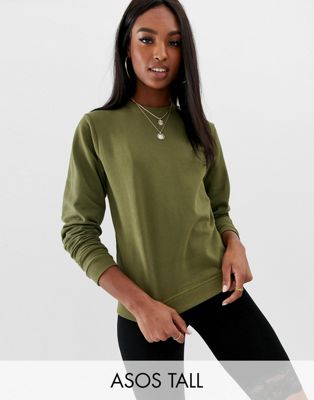 ASOS DESIGN Tall – Ultimate – Khakifärgad sweatshirt-Grön
