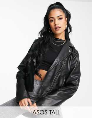 Leather Look Oversized Biker Jacket