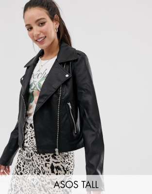 asos tall leather jacket