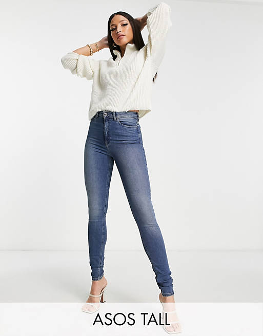 ASOS DESIGN Tall – Ultimate – Mellanblå, skinny jeans 