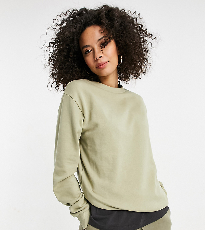 ASOS DESIGN Tall ultimate organic cotton sweatshirt in washed olive-Green