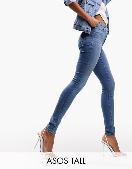 ASOS DESIGN Tall - Ultimate - Skinny jeans in middenblauw