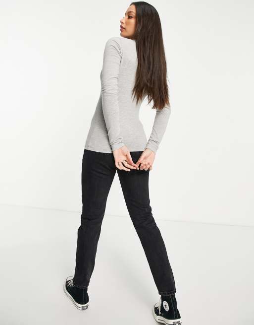 ASOS DESIGN Tall - Ultimate - Slim fit T-shirt met lange mouwen in gemêleerd grijs, 3 van 4