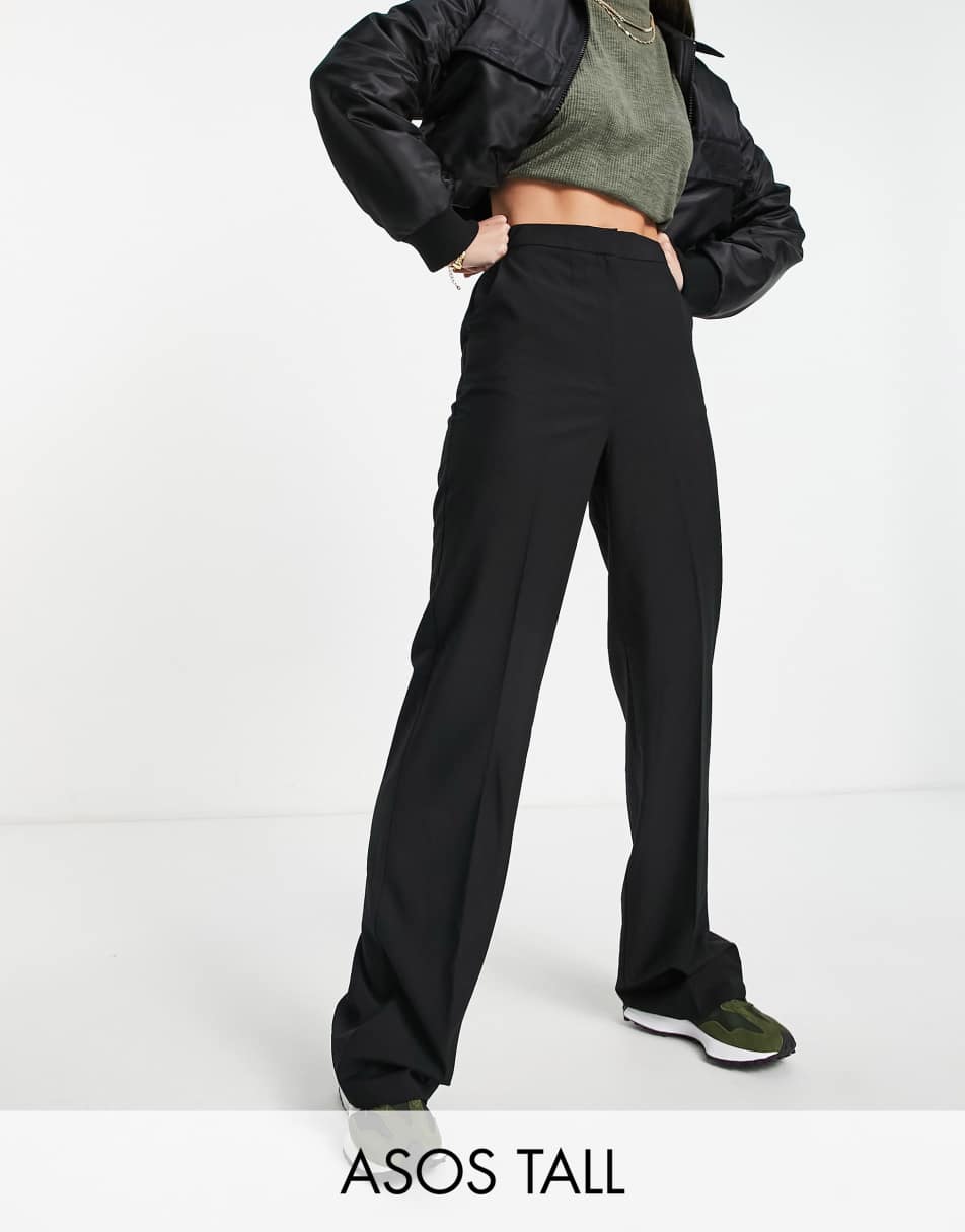 Only elasticated waist wide leg trousers in black