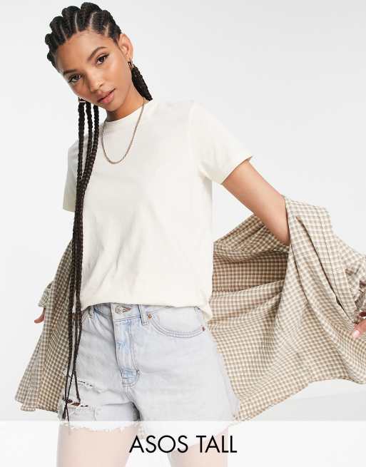 ASOS DESIGN Tall – Ultimate – T-Shirt aus Baumwollmix in Buttercreme-Weiß mit Rundhalsausschnitt - CREAM