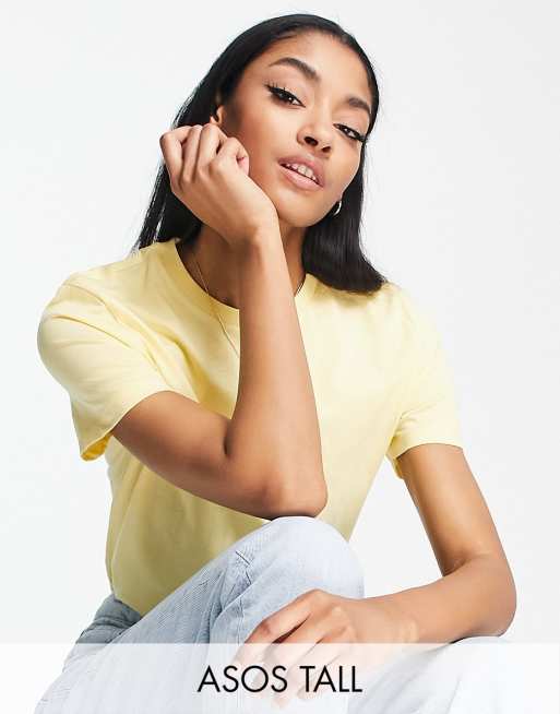 ASOS DESIGN Tall – Ultimate – T-Shirt aus Baumwollmix in Zitronengelb mit Rundhalsausschnitt - YELLOW