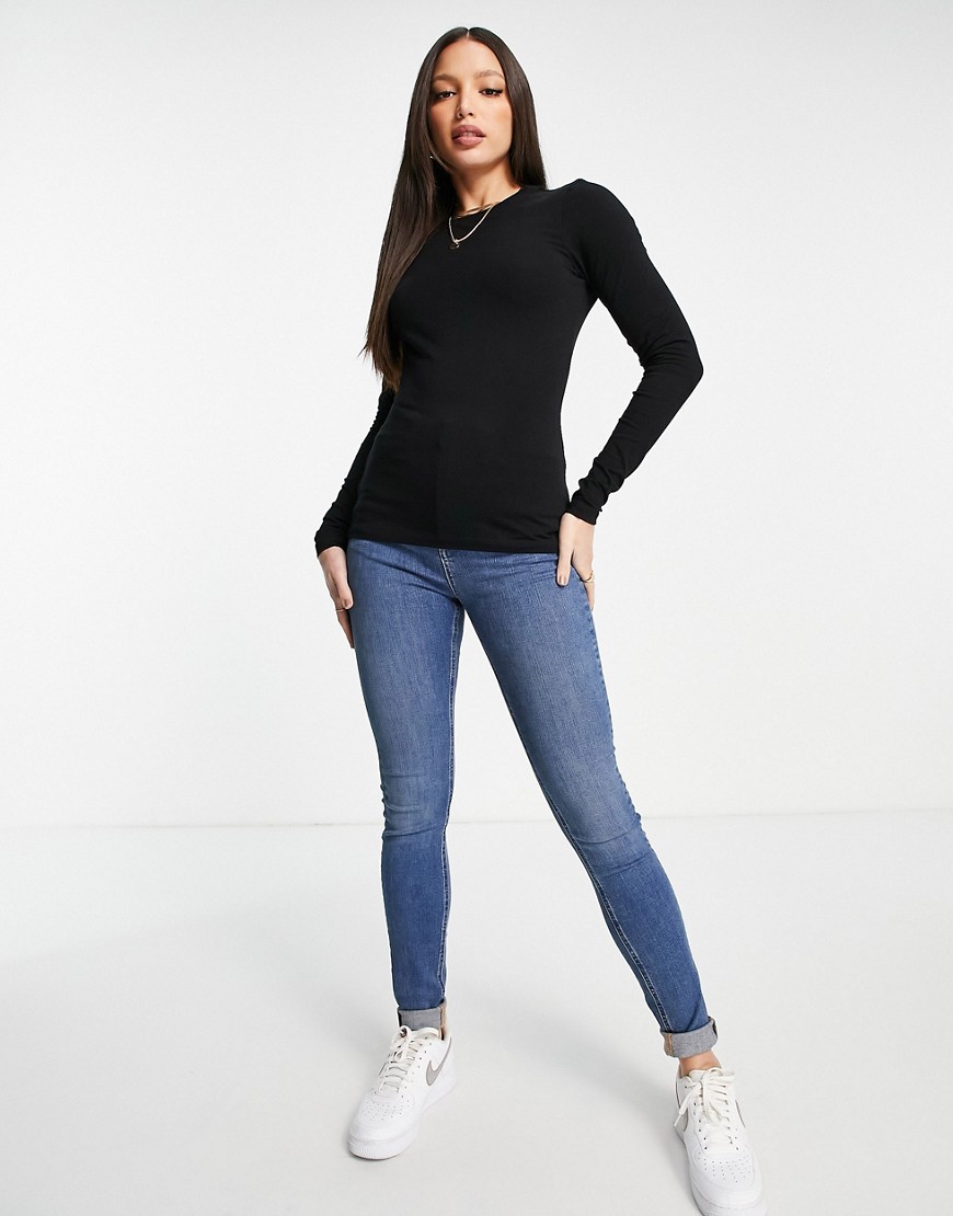 Ultimate - T-shirt slim a maniche lunghe nera-Nero - ASOS DESIGN Tall T-shirt donna  - immagine2