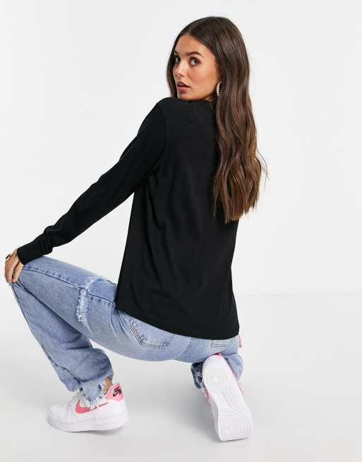 ASOS DESIGN Tall ultimate t-shirt with long sleeve in cotton in black - BLACK, 2 of 4