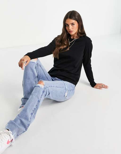 ASOS DESIGN Tall ultimate t-shirt with long sleeve in cotton in black - BLACK, 4 of 4