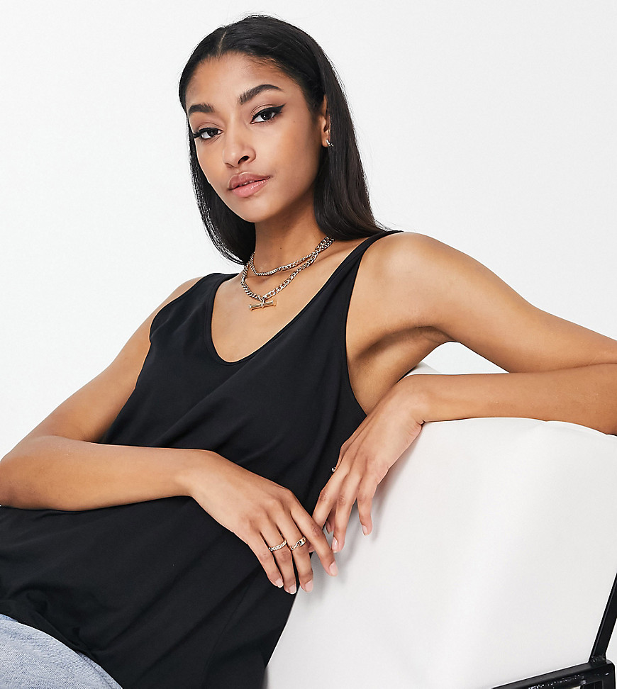 ASOS Tall ASOS DESIGN Tall ultimate tank top with scoop neck in cotton in black - BLACK