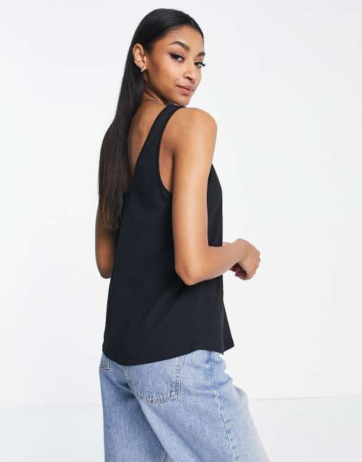 ASOS DESIGN Tall ultimate tank top with scoop neck in cotton in black - BLACK, 2 of 4