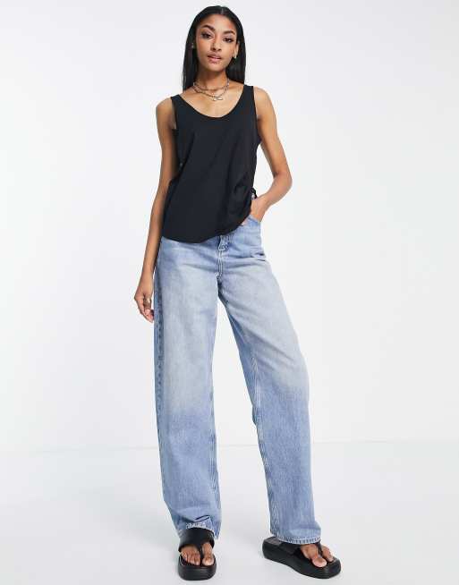 ASOS DESIGN Tall ultimate tank top with scoop neck in cotton in black - BLACK, 4 of 4