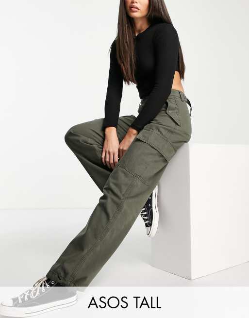 Straight Leg Cargo Chino Pants for Tall Women