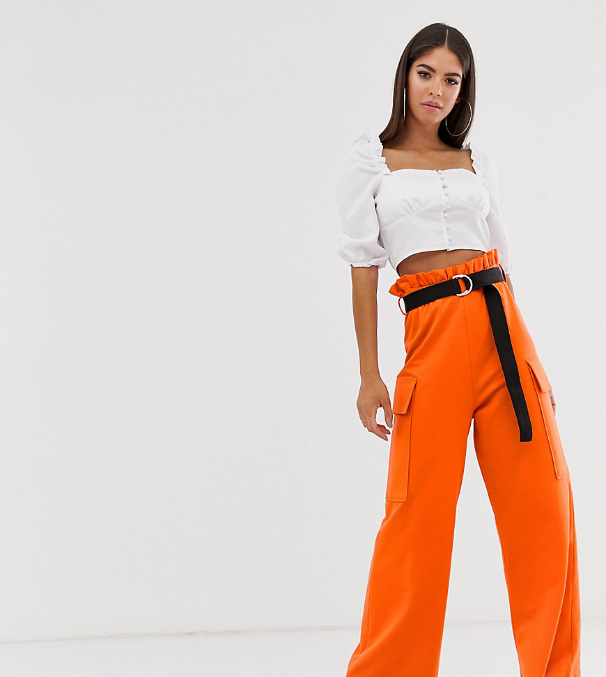 ASOS DESIGN Tall – Utility – Culotte-byxor med fickor och skärp-Orange