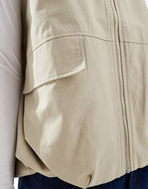 ASOS DESIGN Tall - Utility hemdje zonder kraag en mouwen in stone, 2 van 4