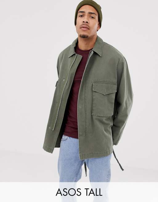 ASOS DESIGN Tall utility jacket in khaki | ASOS