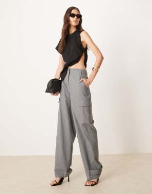 Asos Design Tall Utility Pants With Pocket Detail In Gray