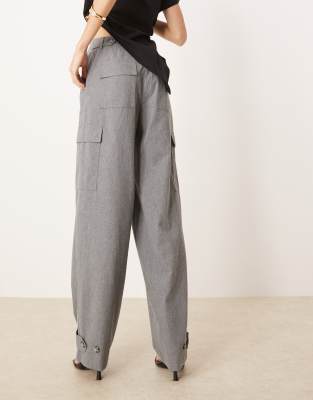 Asos Design Tall Utility Pants With Pocket Detail In Gray