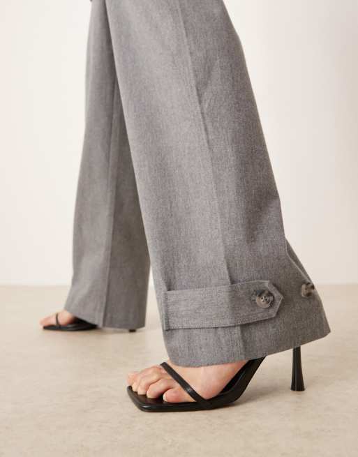 ASOS DESIGN Tall utility pants with pocket detail in brushed flannel in grey marl, 5 of 5