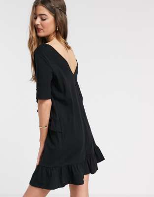 asos black frill dress