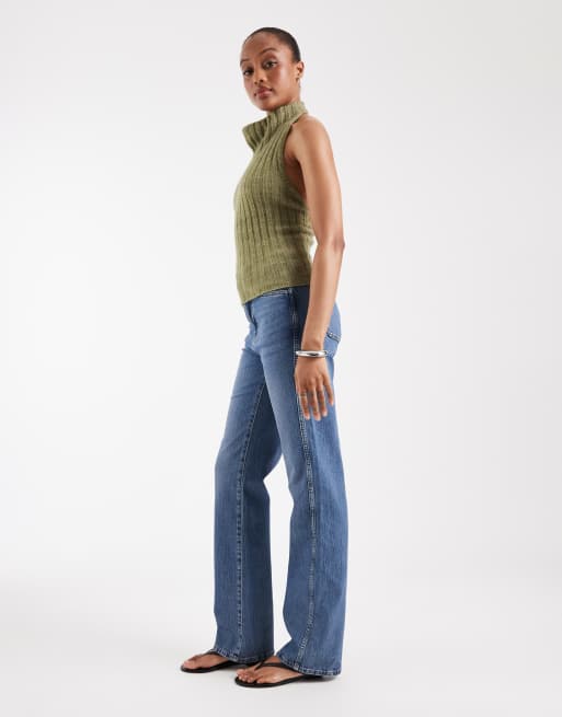 ASOS DESIGN Tall vaquero recto elástico y cómodo en azul medio auténtico, 2 de 5