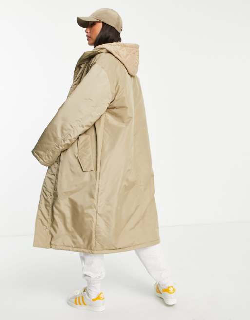 ASOS DESIGN Tall - Vatteret parka-frakke med dobbeltlag i beige, 2 af 4