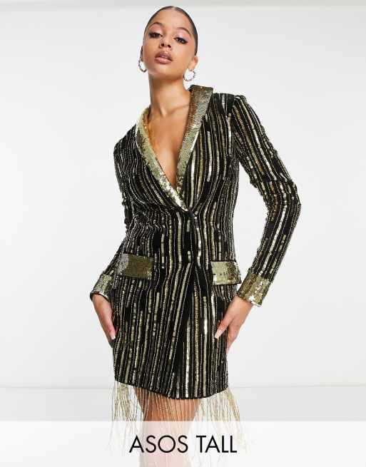 Gold sequin sales blazer dress