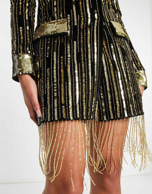 Gold dress hotsell and jacket