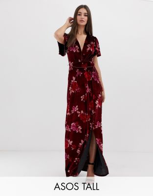 velvet floral maxi dress