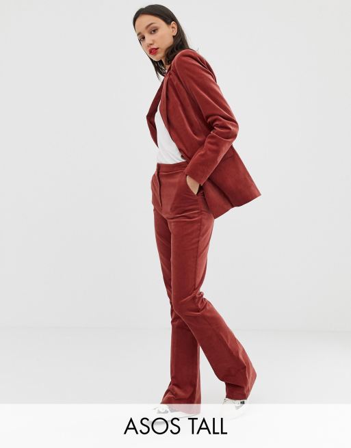 ASOS DESIGN Tall velvet slim flare suit pants | ASOS