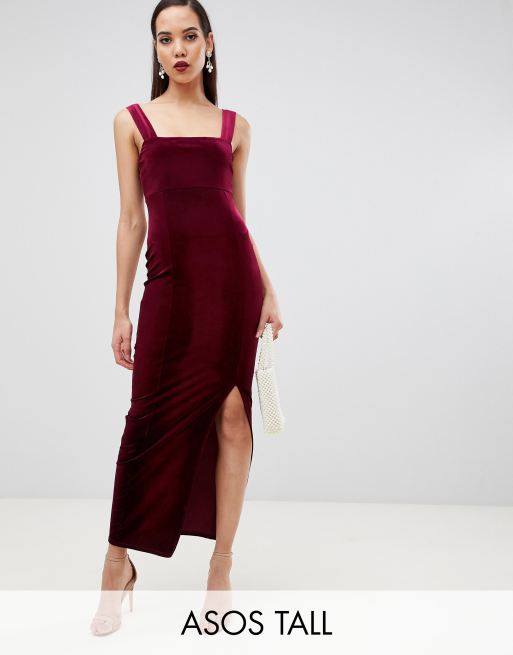 Asos design velvet square neck sale maxi dress