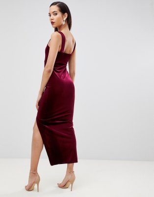 asos design velvet square neck maxi dress