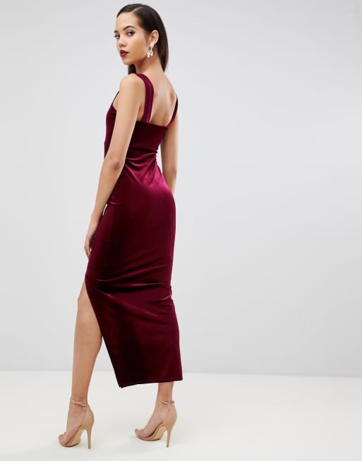 Asos design velvet square neck store maxi dress