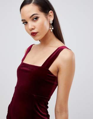 asos design velvet square neck maxi dress