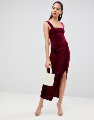 asos design velvet square neck maxi dress