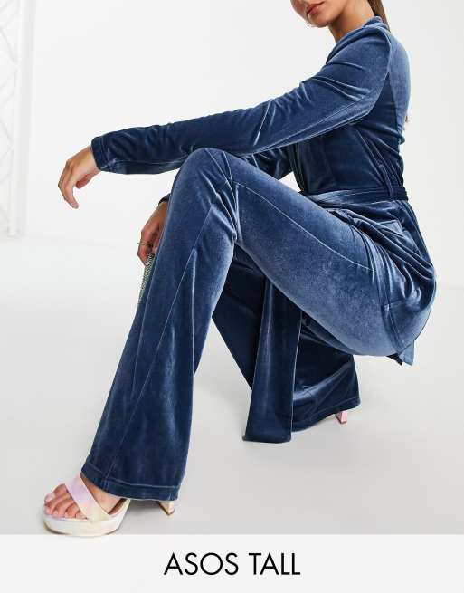 Blue velvet shop trouser suit ladies