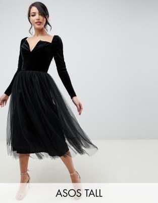 asos design soft tulle midi dress