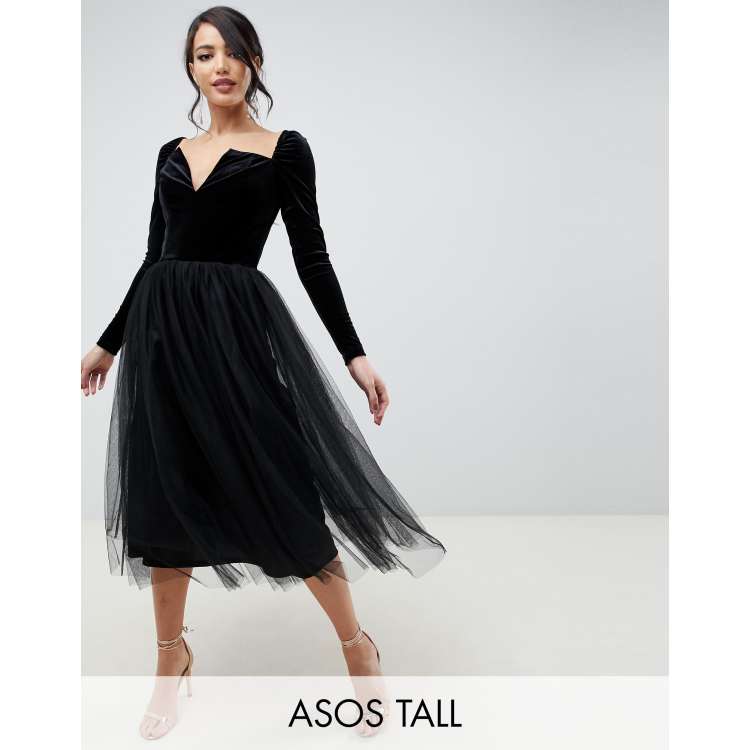 Velvet tulle 2025 midi dress