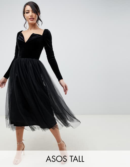 Rare London Long Sleeve Tulle Midi Dress, 55% OFF