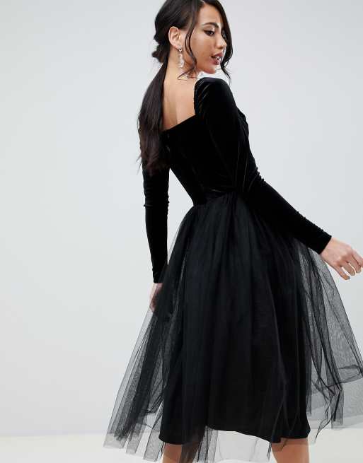 Velvet tulle sale midi dress