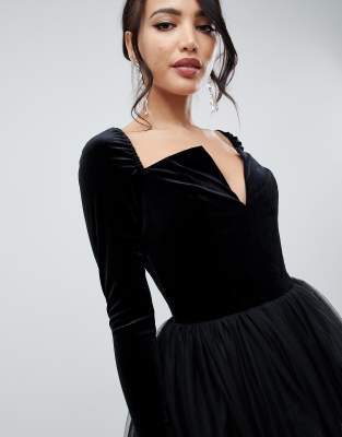 asos design soft tulle midi dress