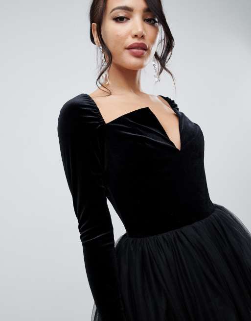 Velvet tulle midi dress store