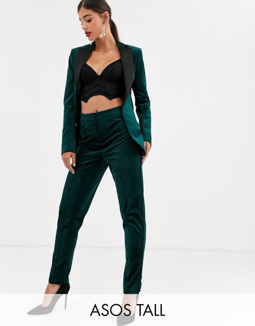 ASOS DESIGN Tall velvet tux suit in forest green ASOS