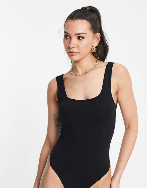 ASOS DESIGN Tall vest bodysuit with scoop front and back in black