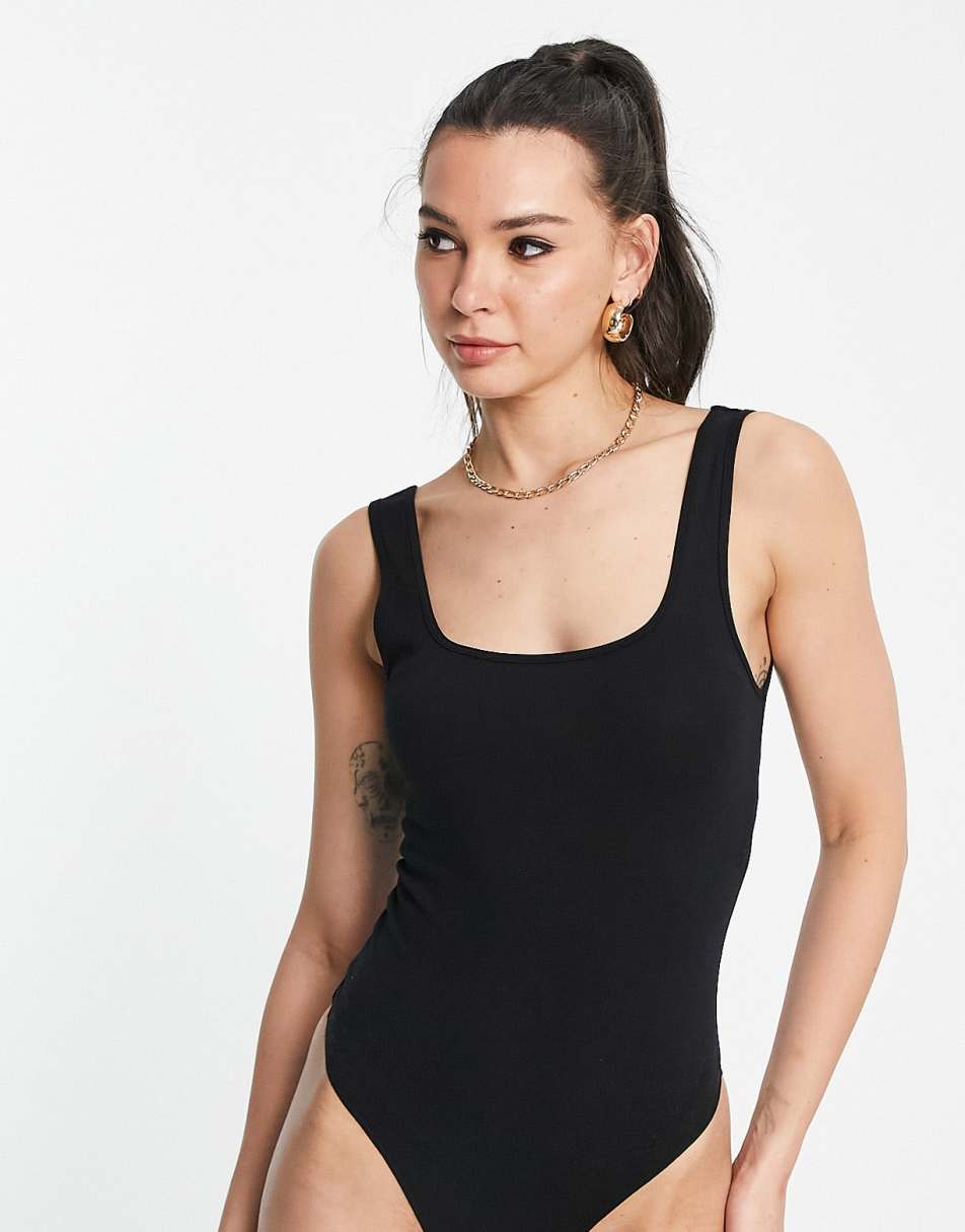 ASOS DESIGN mesh bodysuit with bra detail in black