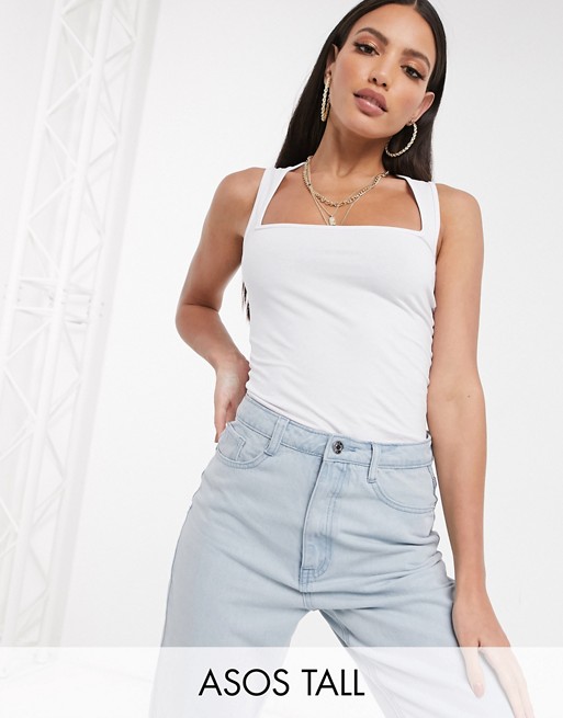 ASOS DESIGN Tall vest with sexy square neck in white