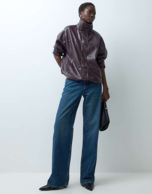 ASOS DESIGN Tall veste bomber à col cheminée prune chocolat, 3 de 5