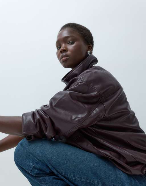 ASOS DESIGN Tall veste bomber à col cheminée prune chocolat, 4 de 5
