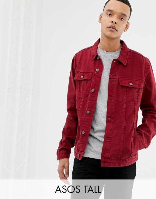 Veste jeans rouge homme new arrivals