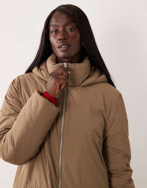ASOS DESIGN Tall veste matelassée longue à capuche taupe, 2 de 4